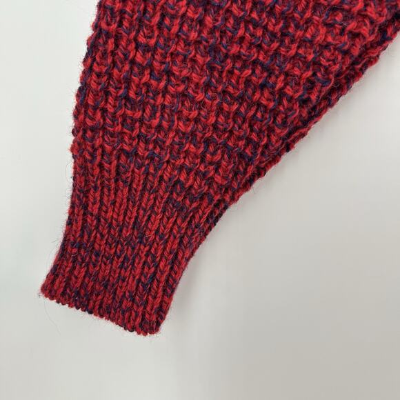 NWT VTG American Eagle Chunky Sweater L Red Wool Shawl Americana Cabin 80s USA - Picture 4 of 10